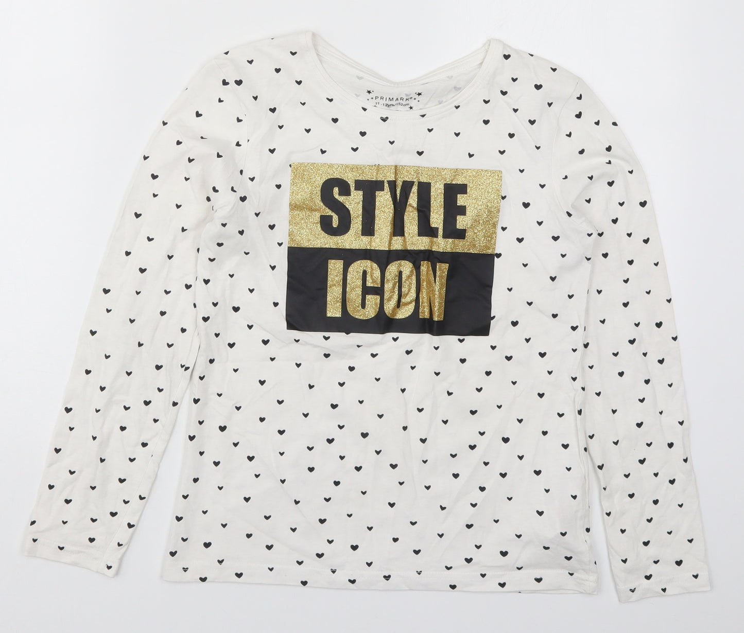 Primark Girls White   Basic T-Shirt Size 11-12 Years  - Style Icon