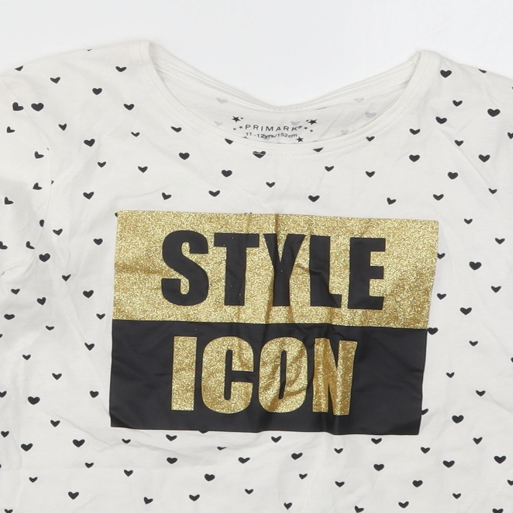 Primark Girls White   Basic T-Shirt Size 11-12 Years  - Style Icon
