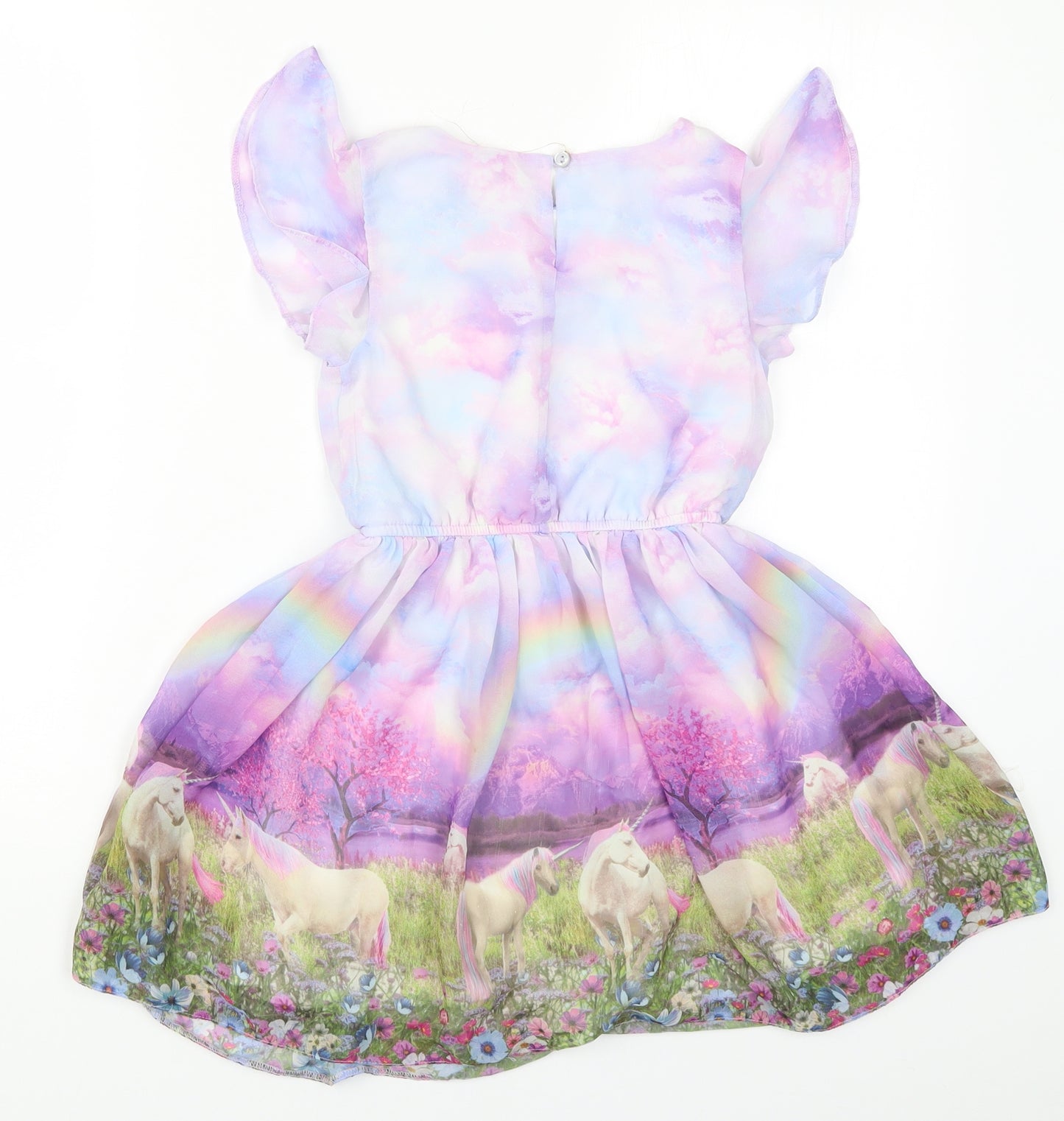 TU Girls Multicoloured   Skater Dress  Size 7 Years  - Unicorns