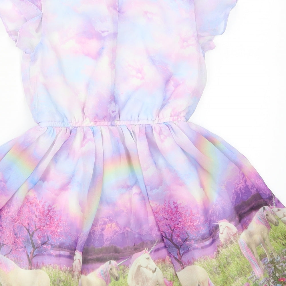 TU Girls Multicoloured   Skater Dress  Size 7 Years  - Unicorns