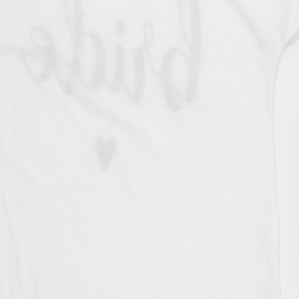 Matalan Womens White Solid  Top Pyjama Top Size M  - Bride