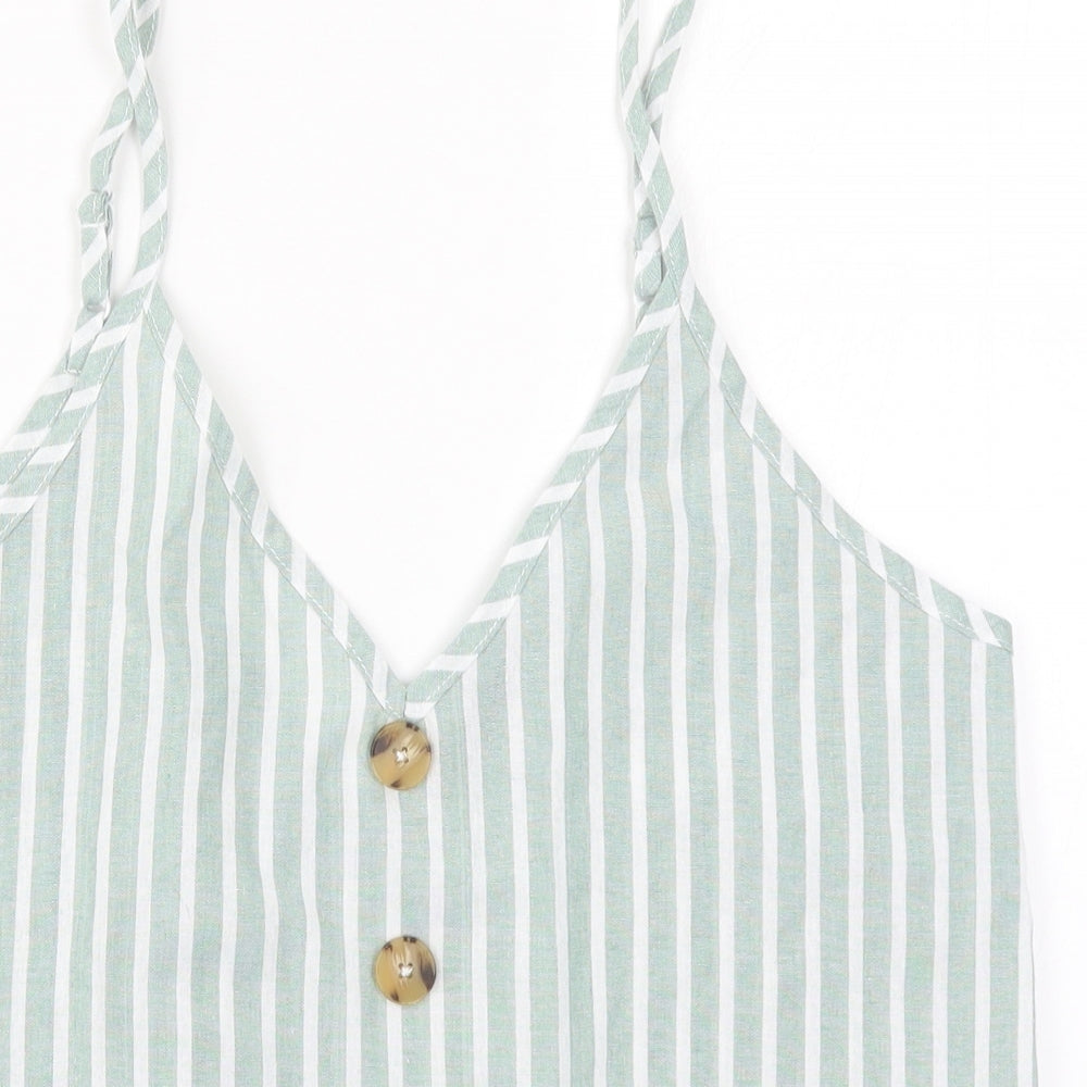 SheIn Womens Green Striped  Basic Tank Size M