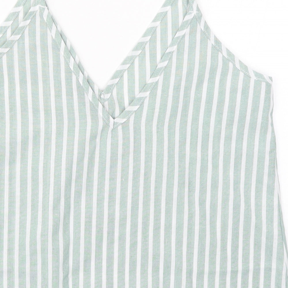 SheIn Womens Green Striped  Basic Tank Size M