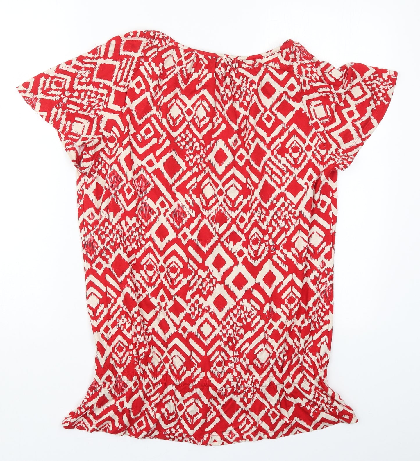 Per Una Womens Red Geometric  Basic T-Shirt Size 12