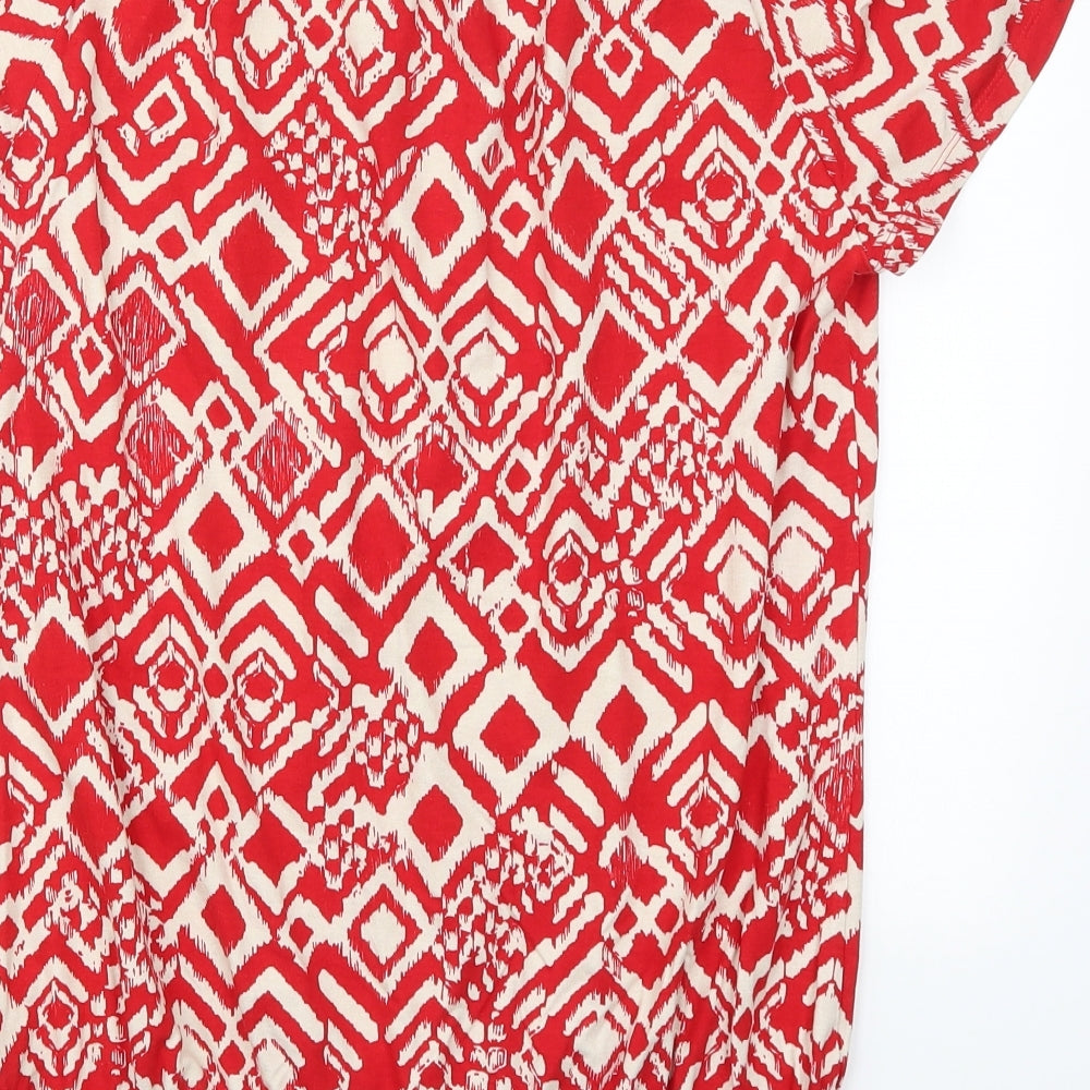 Per Una Womens Red Geometric  Basic T-Shirt Size 12
