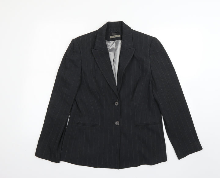 collection Womens Grey Striped  Jacket Blazer Size 14