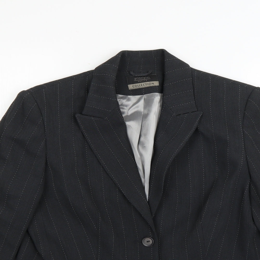 collection Womens Grey Striped  Jacket Blazer Size 14