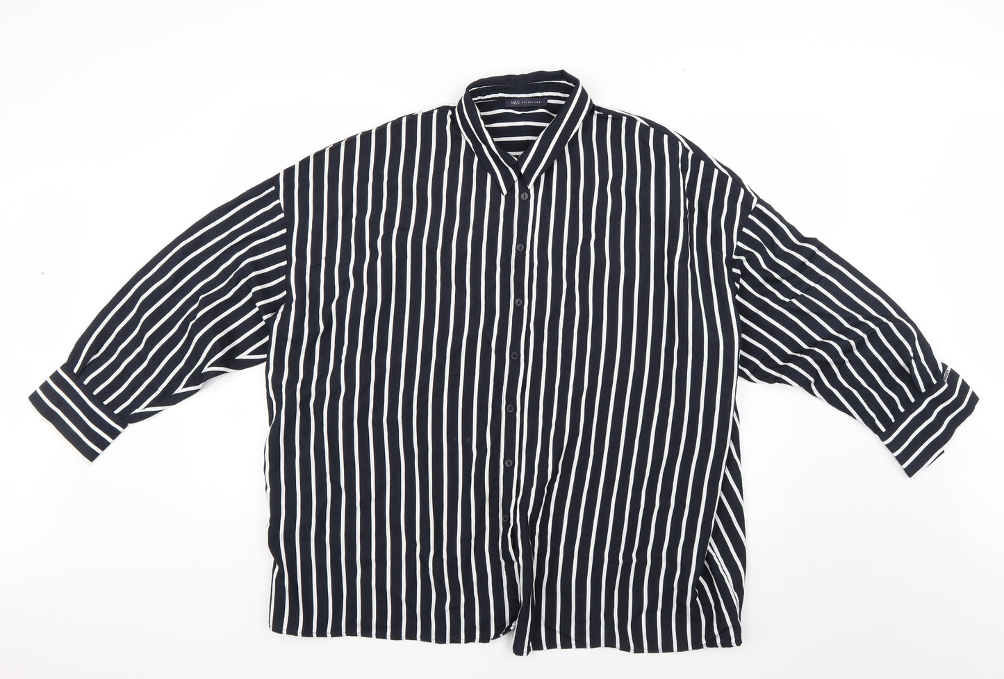 Marks & Spencer Womens Multicoloured Striped  Basic Button-Up Size 18