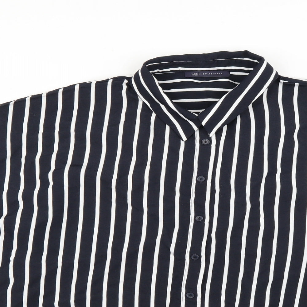 Marks & Spencer Womens Multicoloured Striped  Basic Button-Up Size 18