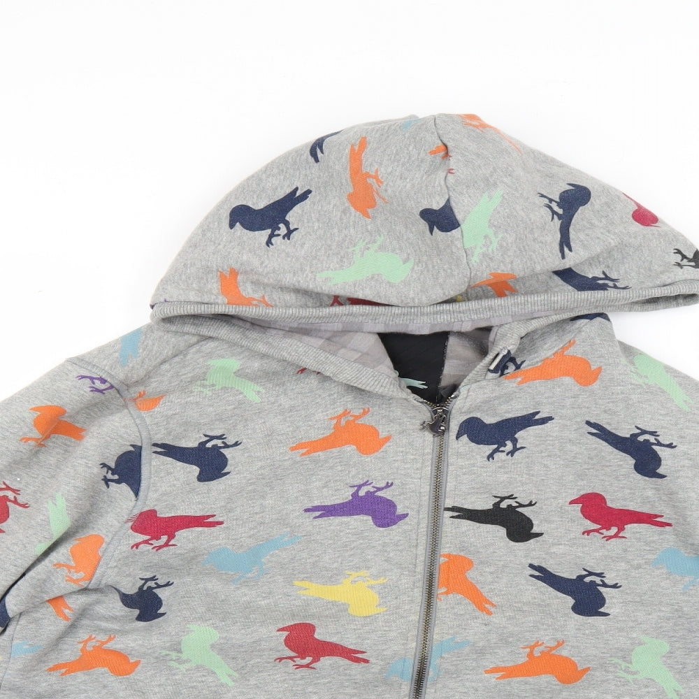 Preworn Mens Grey Geometric  Full Zip Hoodie Size L