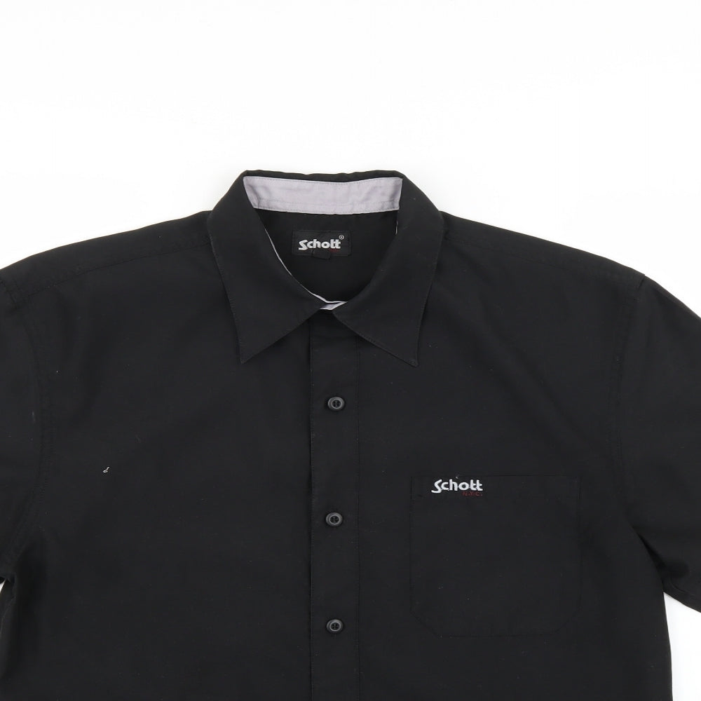 SCHOTT Mens Black    Dress Shirt Size S