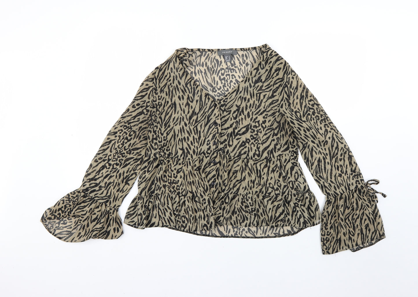 Primark Womens Brown Animal Print  Basic Blouse Size 14