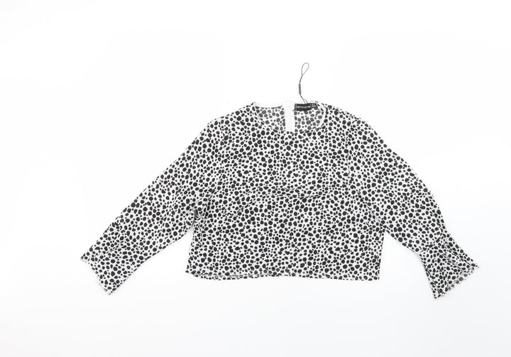 PRETTYLITTLETHING Womens Multicoloured Animal Print Basic Blouse Size 12