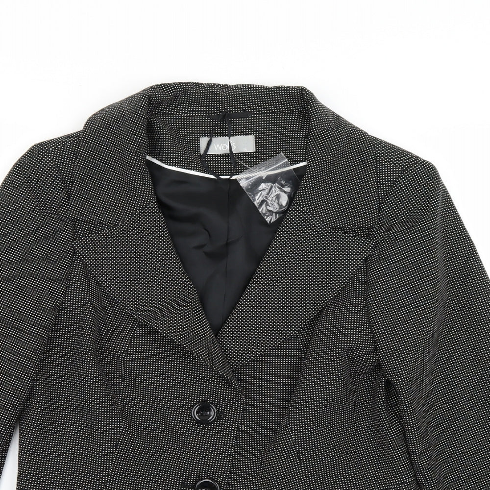 Wallis Womens Black Polka Dot  Jacket Blazer Size 14