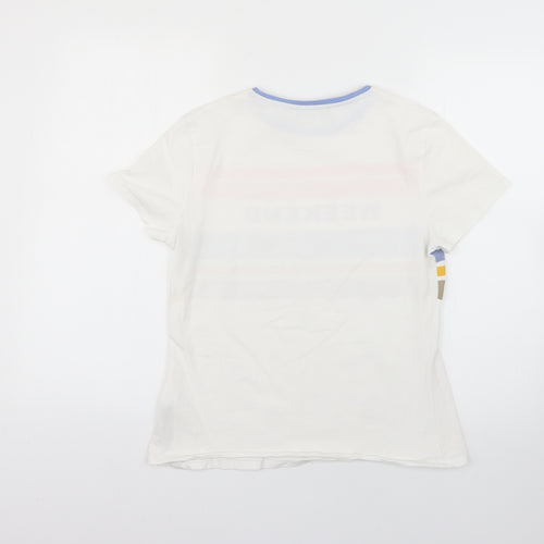 Marks and Spencer Womens White Geometric  Basic T-Shirt Size 14