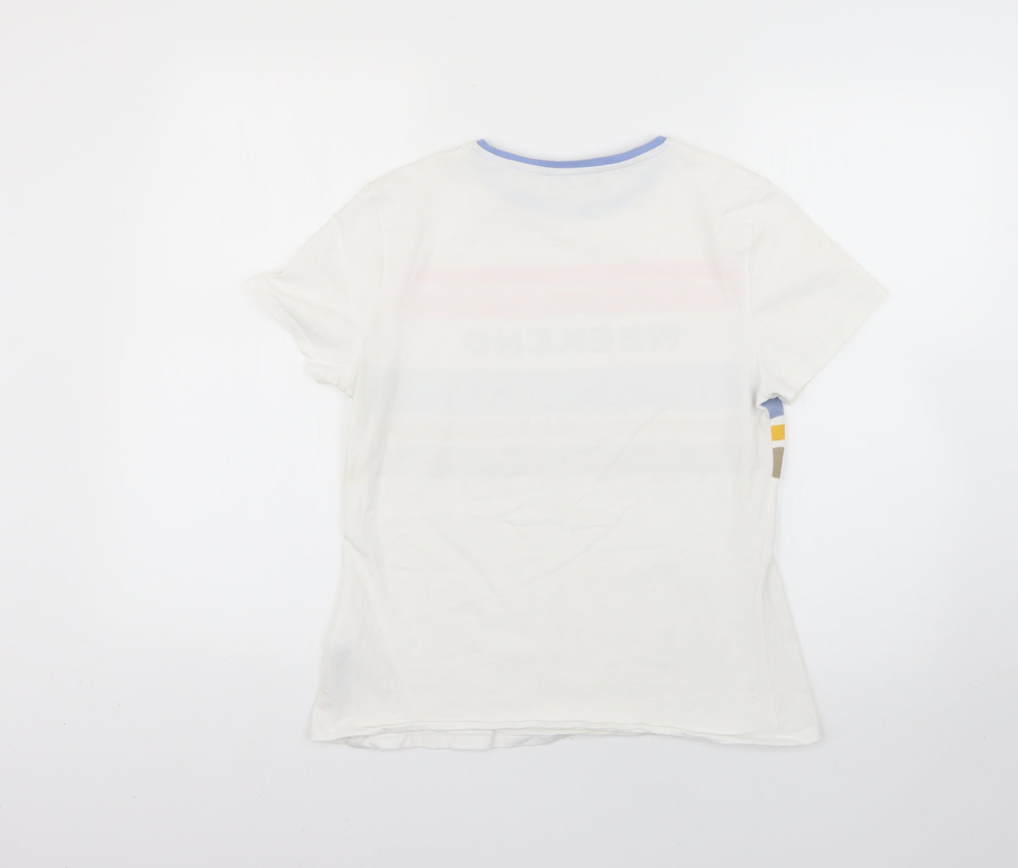 Marks and Spencer Womens White Geometric  Basic T-Shirt Size 14