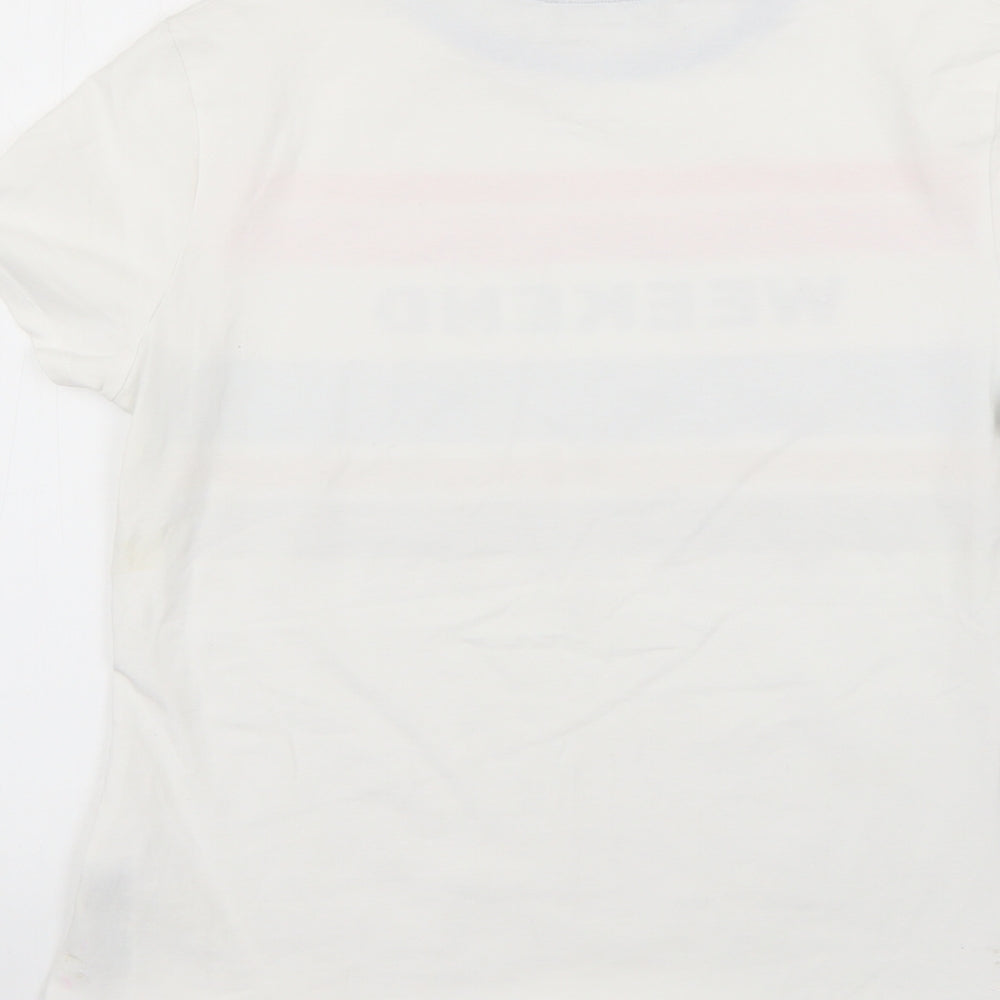 Marks and Spencer Womens White Geometric  Basic T-Shirt Size 14