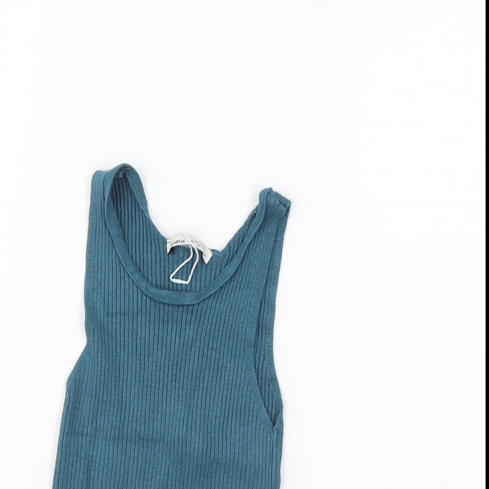 Pull&Bear Womens Blue   Basic Tank Size S