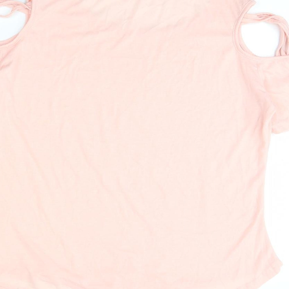 Fashion Womens Pink   Basic T-Shirt Size XL