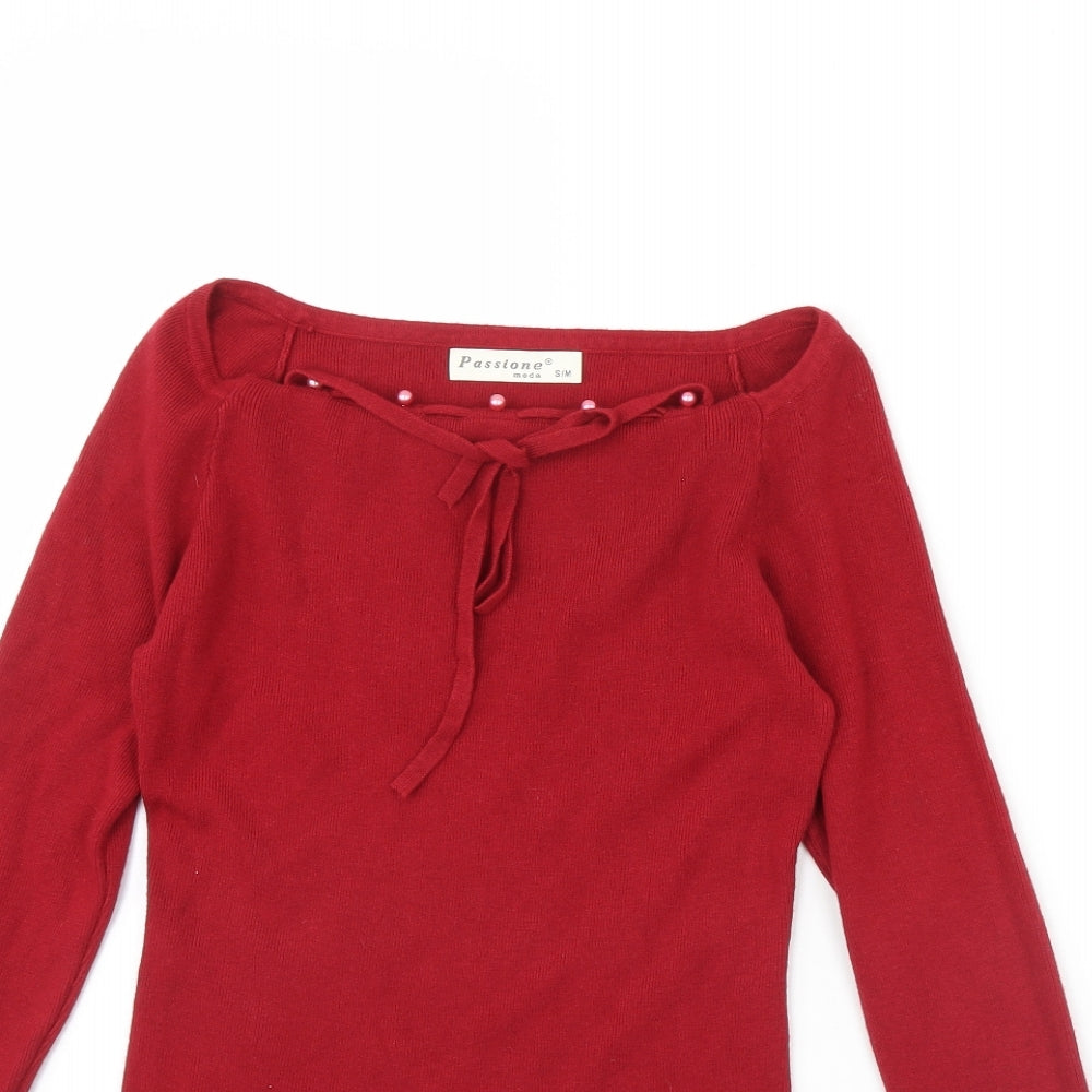 passione Womens Red   Basic Blouse Size S