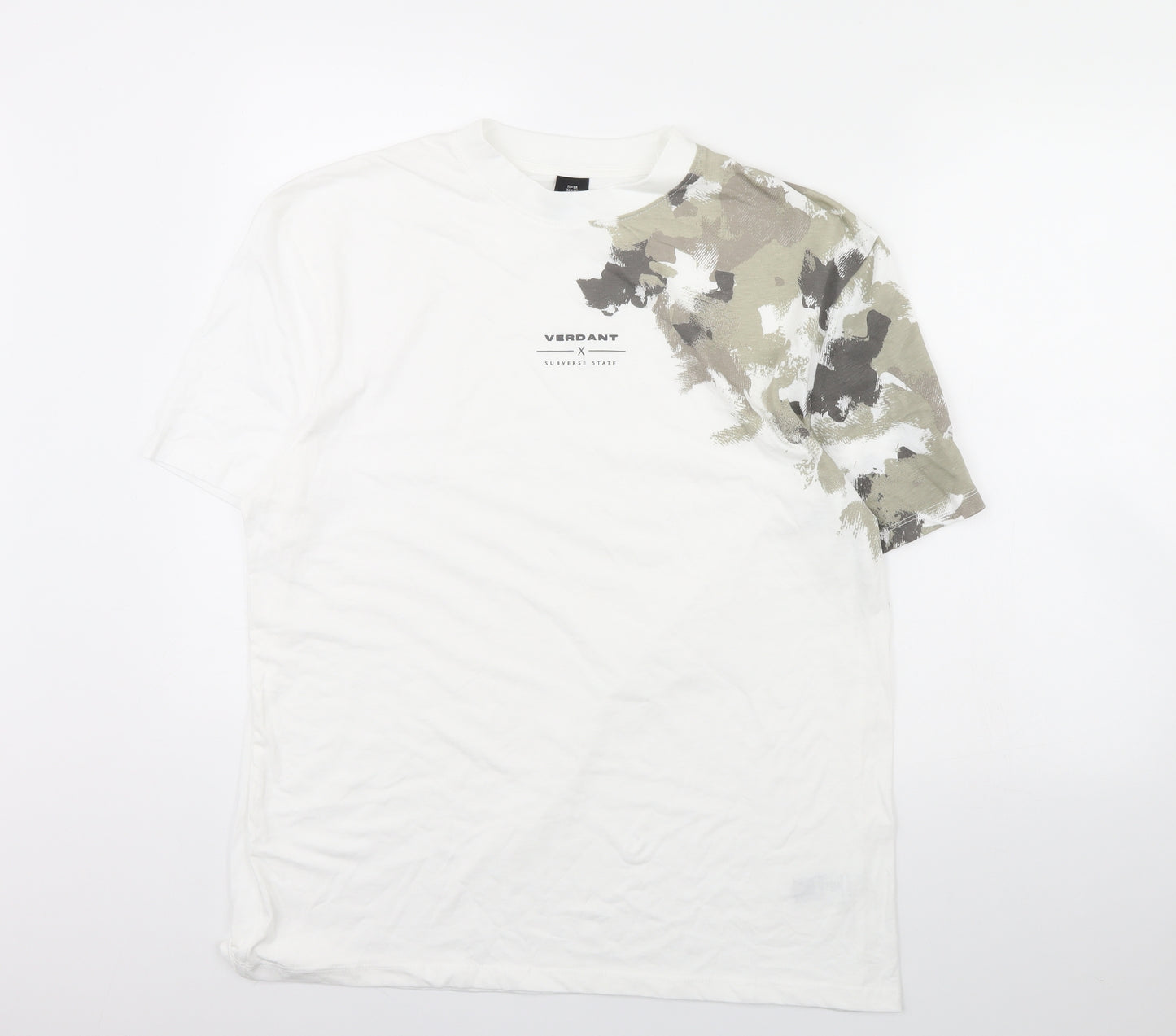 River Island Mens White    T-Shirt Size L