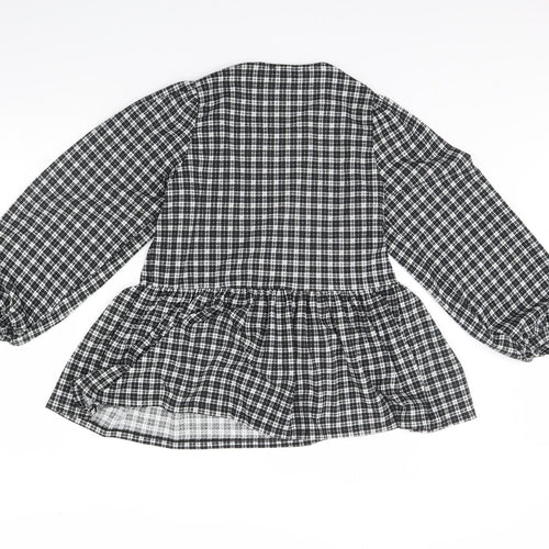 New Look Womens Black Plaid  Basic Blouse Size 8