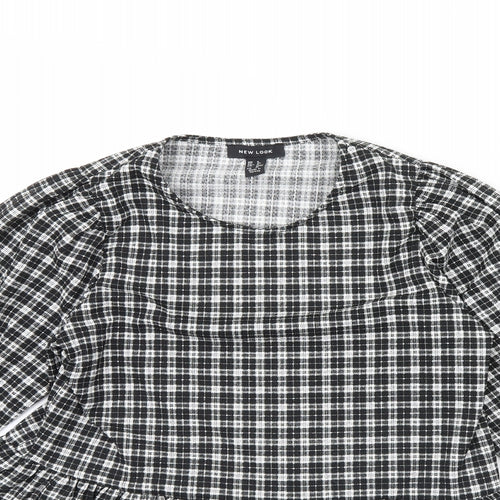New Look Womens Black Plaid  Basic Blouse Size 8