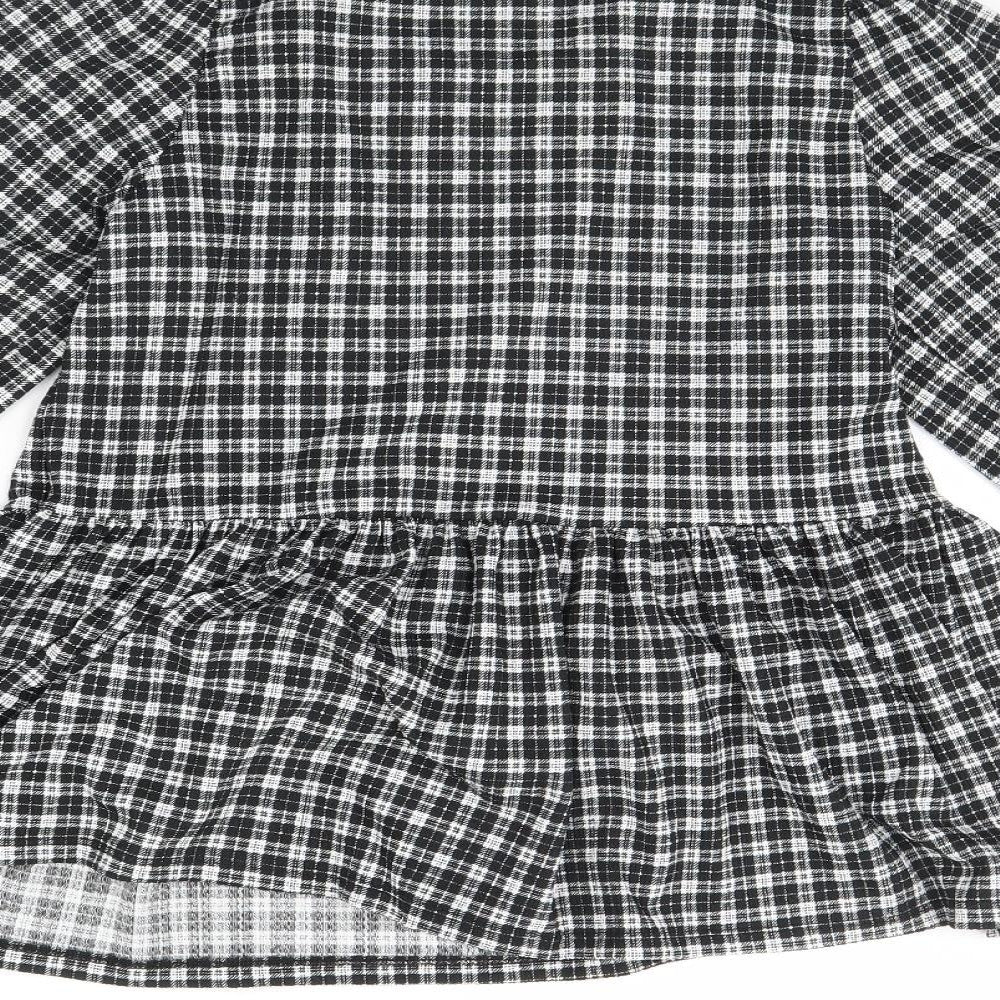 New Look Womens Black Plaid  Basic Blouse Size 8
