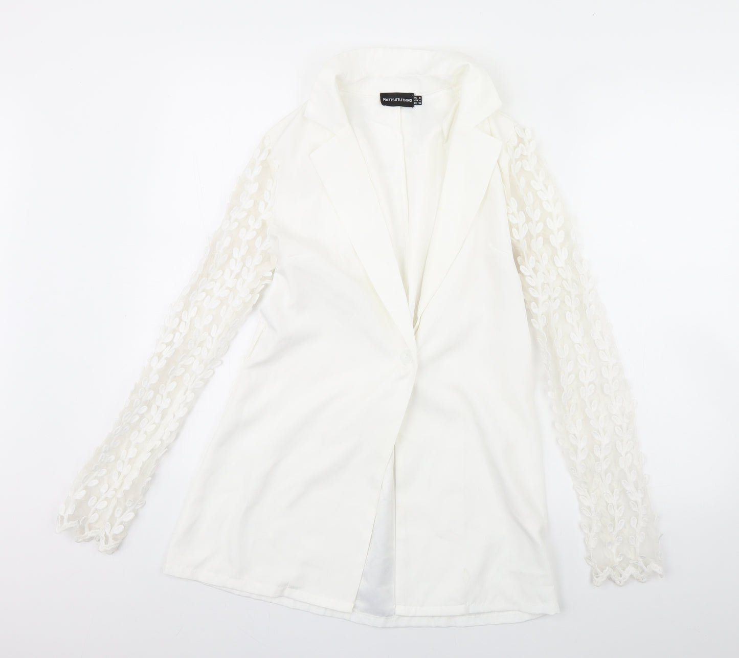 PRETTYLITTLETHING Womens White   Jacket Blazer Size 8