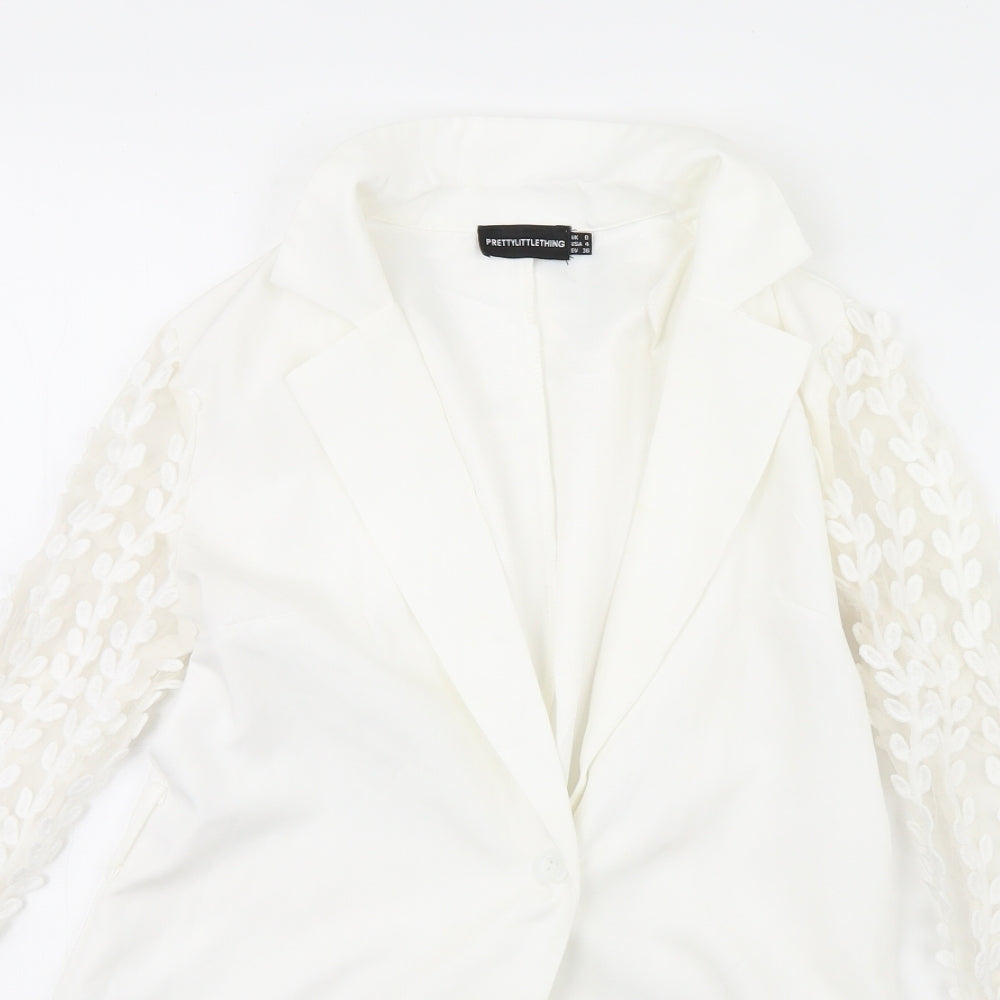 PRETTYLITTLETHING Womens White   Jacket Blazer Size 8