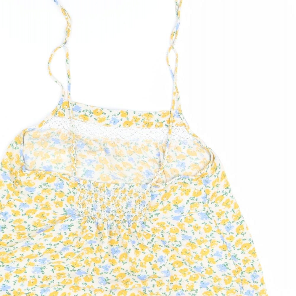 M&S Womens Yellow Floral  Basic Tank Size 12