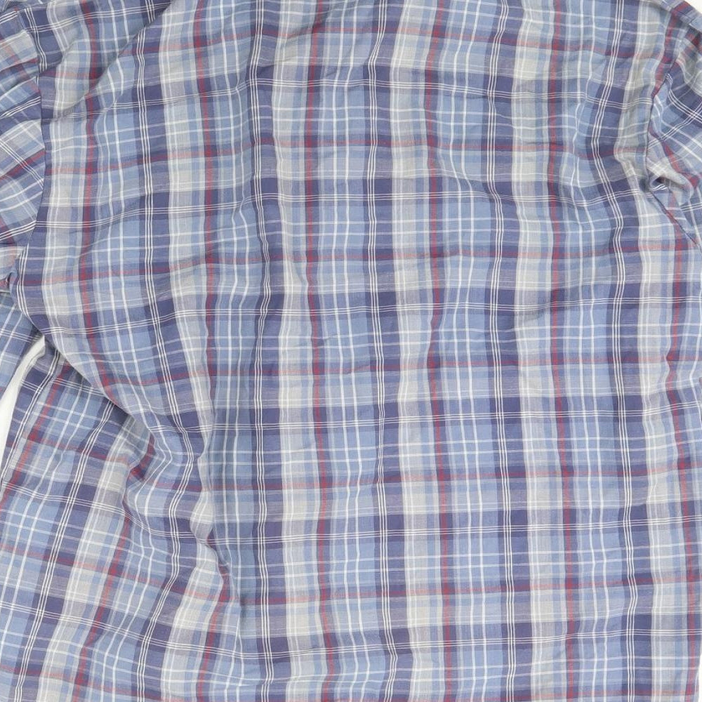 Avenue  Mens Blue Check   Dress Shirt Size M