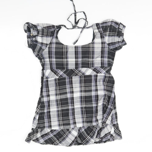 New York Laundry Womens Black Check  Basic Blouse Size 10