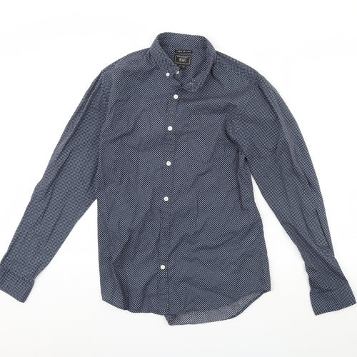 F&F Mens Blue Geometric   Dress Shirt Size M
