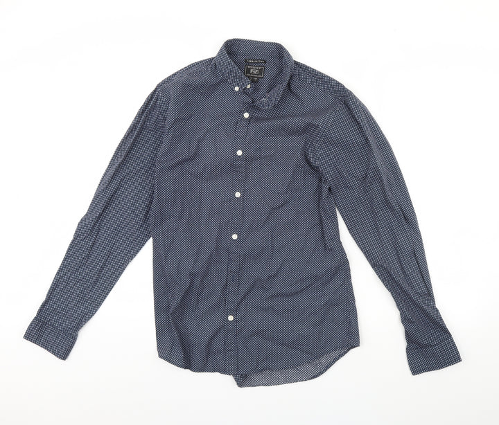 F&F Mens Blue Geometric Dress Shirt Size M