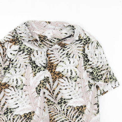 River Island Mens Pink Floral   Button-Up Size S