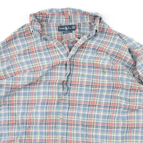 Ralph Lauren Mens Blue Check   Dress Shirt Size XL