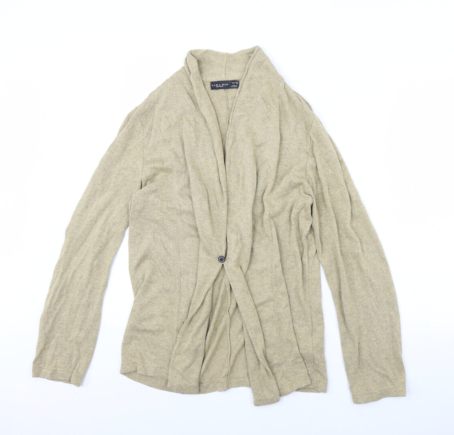 Zara Mens Beige   Cardigan Jumper Size XL