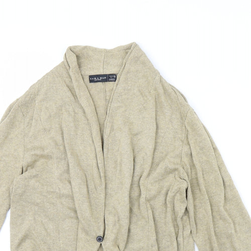 Zara Mens Beige   Cardigan Jumper Size XL