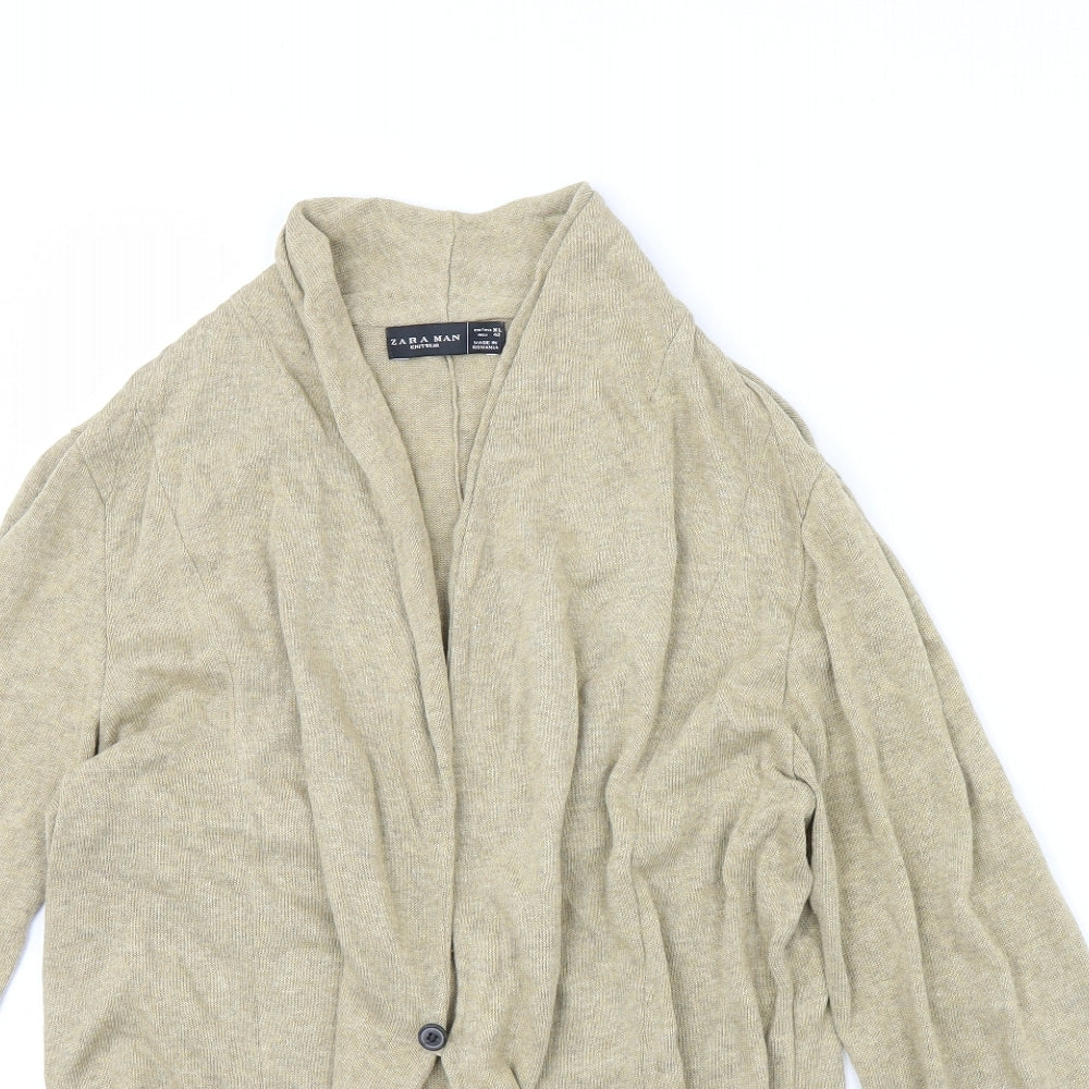 Zara Mens Beige   Cardigan Jumper Size XL