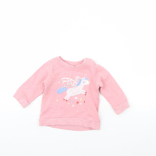 Nutmeg Girls Pink   Pullover Jumper Size 3-6 Months  - Unicorn
