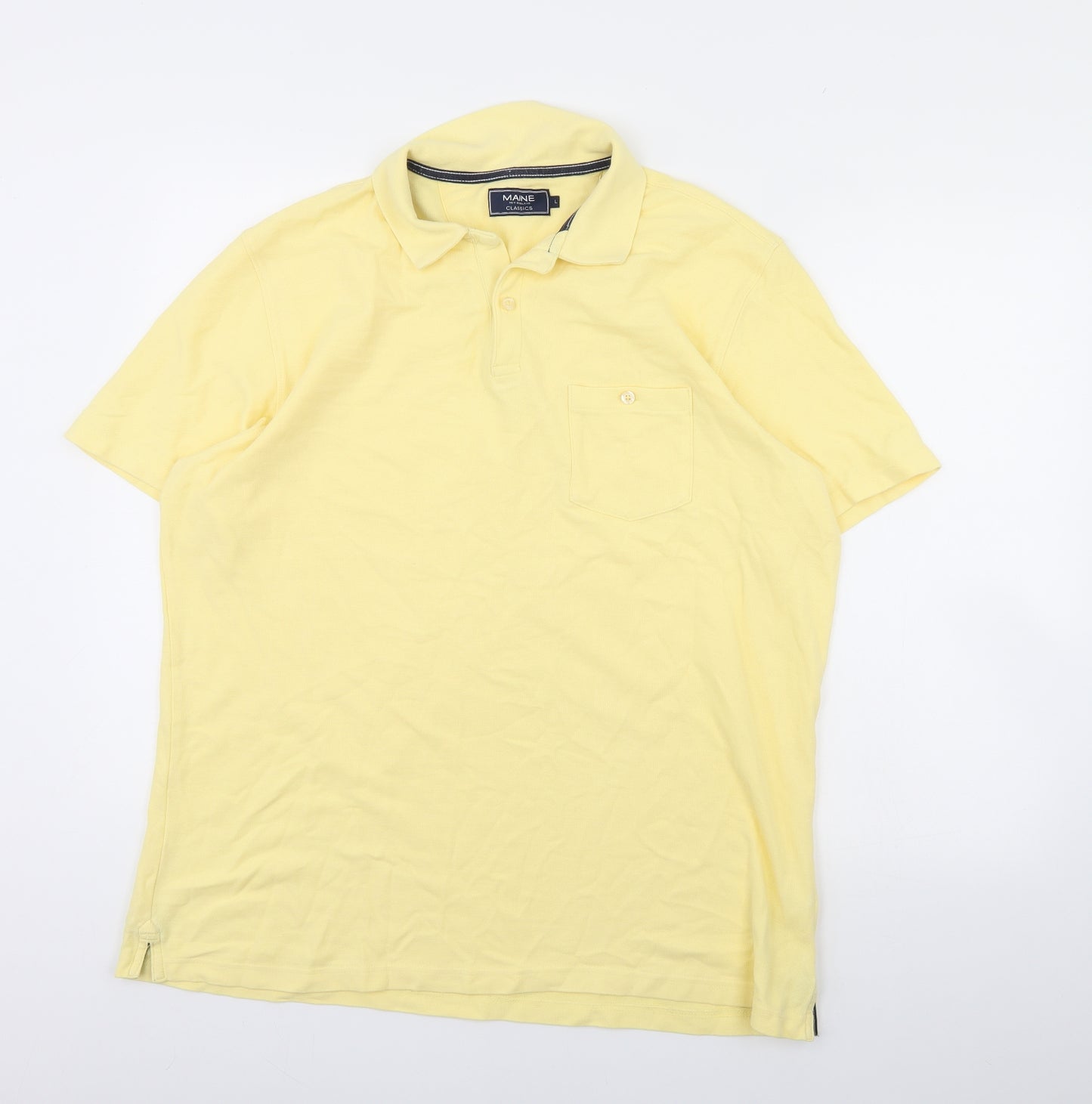 Maine  Mens Yellow    Polo Size L