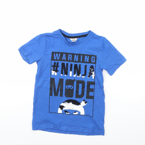 M&Co Boys Blue   Basic T-Shirt Size 6 Years  - Ninja