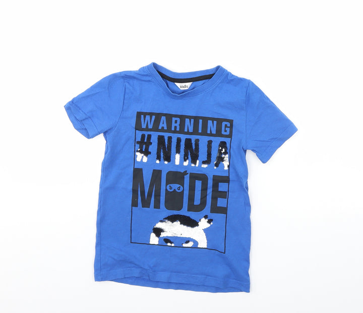 M&Co Boys Blue   Basic T-Shirt Size 6 Years  - Ninja