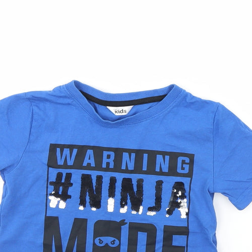 M&Co Boys Blue   Basic T-Shirt Size 6 Years  - Ninja