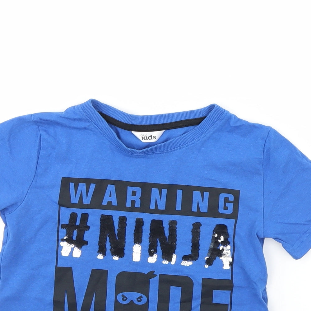 M&Co Boys Blue   Basic T-Shirt Size 6 Years  - Ninja