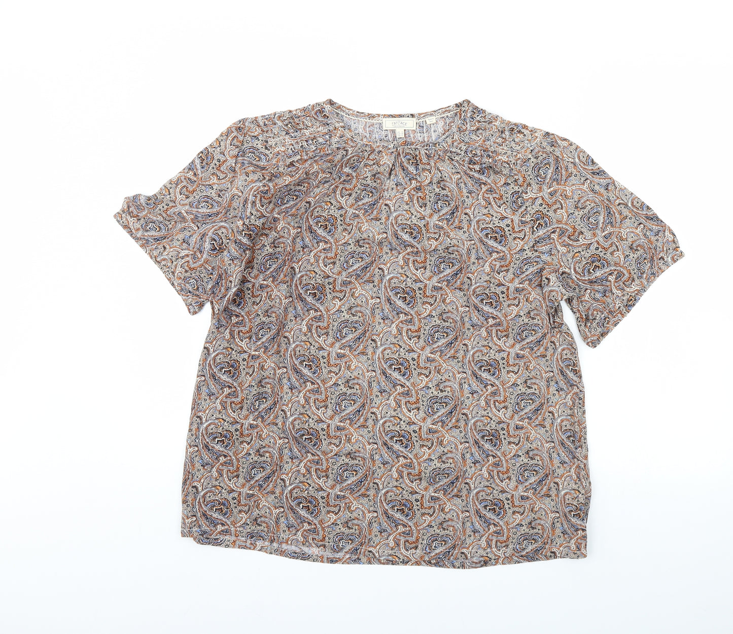 Fat Face Womens Brown Fair Isle  Basic Blouse Size 16