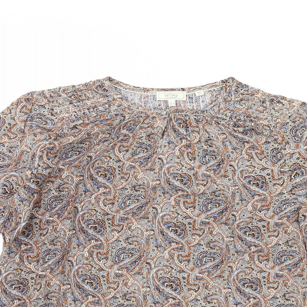 Fat Face Womens Brown Fair Isle  Basic Blouse Size 16