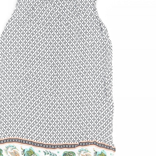 George Womens White Geometric  Basic Button-Up Size 8
