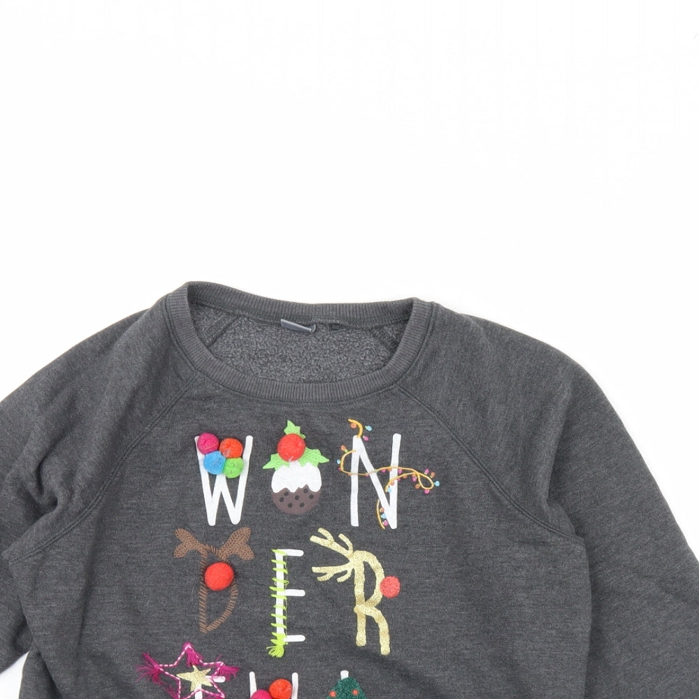 NEXT Girls Grey   Pullover Jumper Size 12 Years  - Christmas